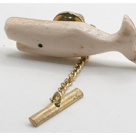 Unusual Carved Whale Tie Tac Pin‎ - Picture 1 of 4
